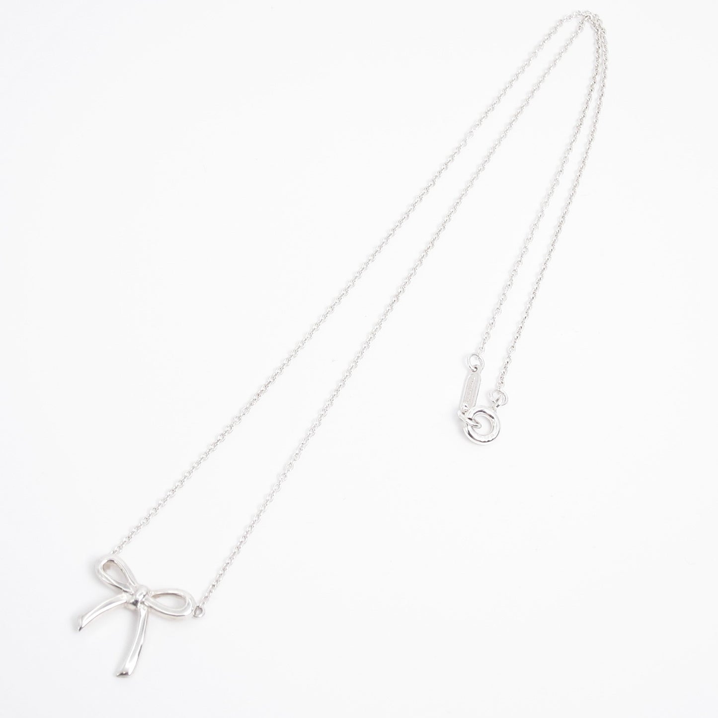 Tiffany Vintage Ribbon Motif Silver Necklace