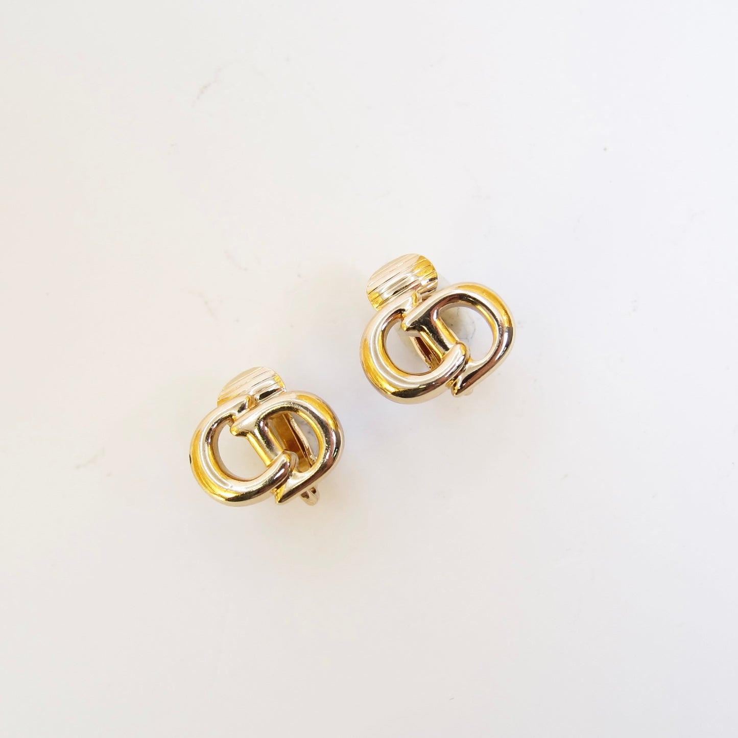 Christian Dior Vintage CD Logo Golden Clip-on Earrings
