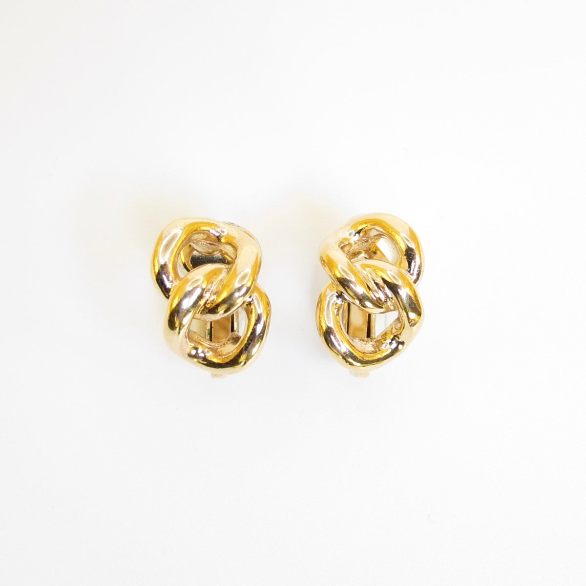 Christian Dior Vintage Twisted Knot Gold-Tone Clip-On Earrings