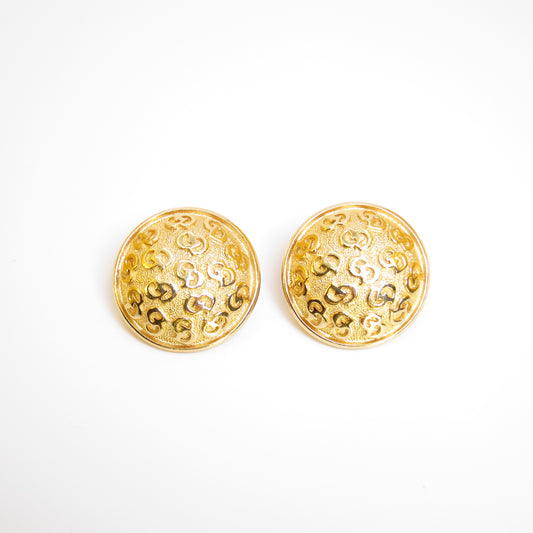 Christian Dior Vintage CD Logo on Round Shape Golden Earrings