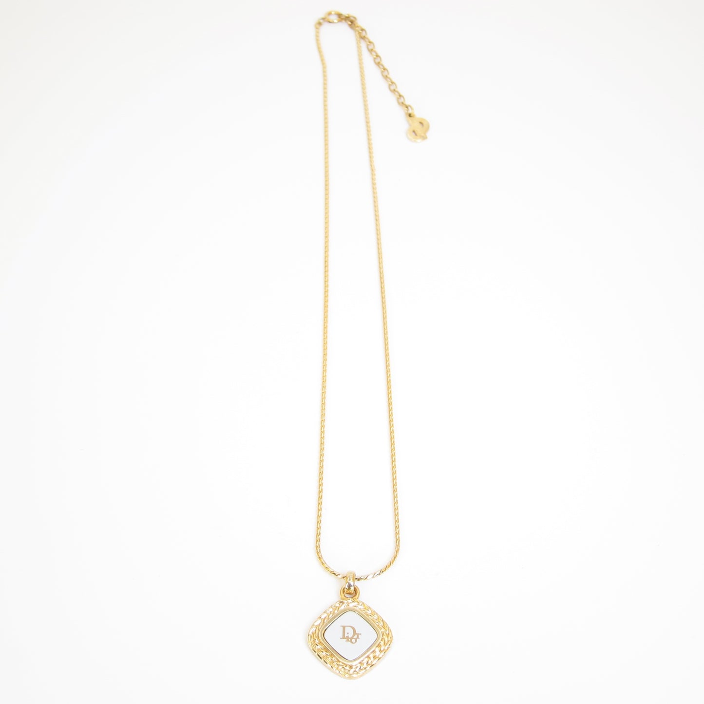Christian Dior Vintage Dior Logo on Rhombus Silver and Golden Necklace