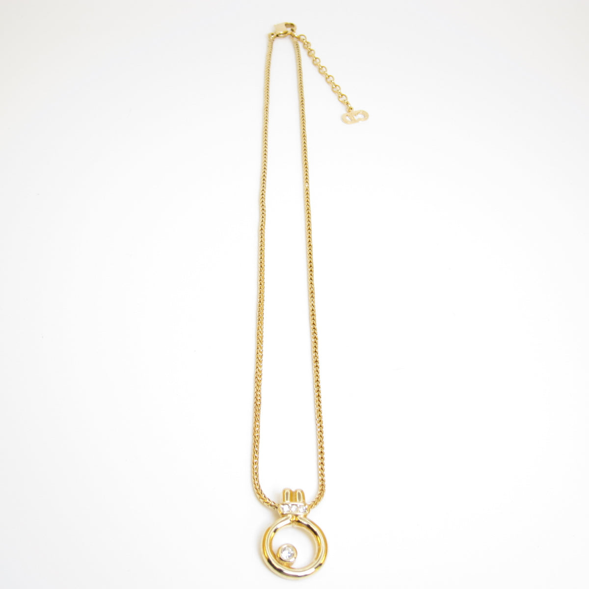 Christian Dior Vintage Open Circle Gold-Tone Pendant Necklace