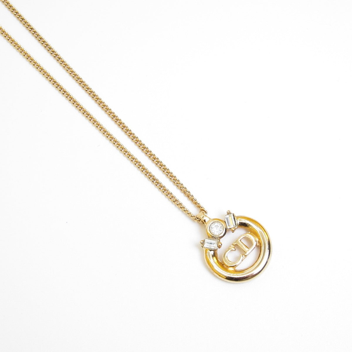 Christian Dior Vintage Circular CD Crystal Necklace