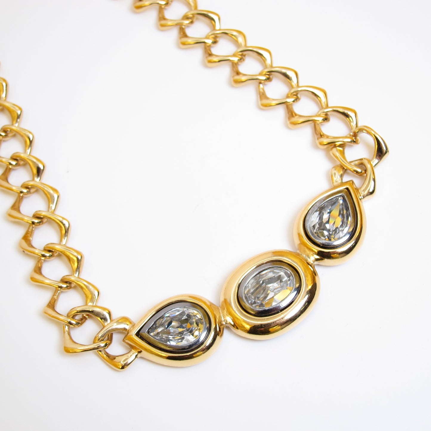 Yves Saint Laurent Vintage Rhinestone Motif Golden Necklace