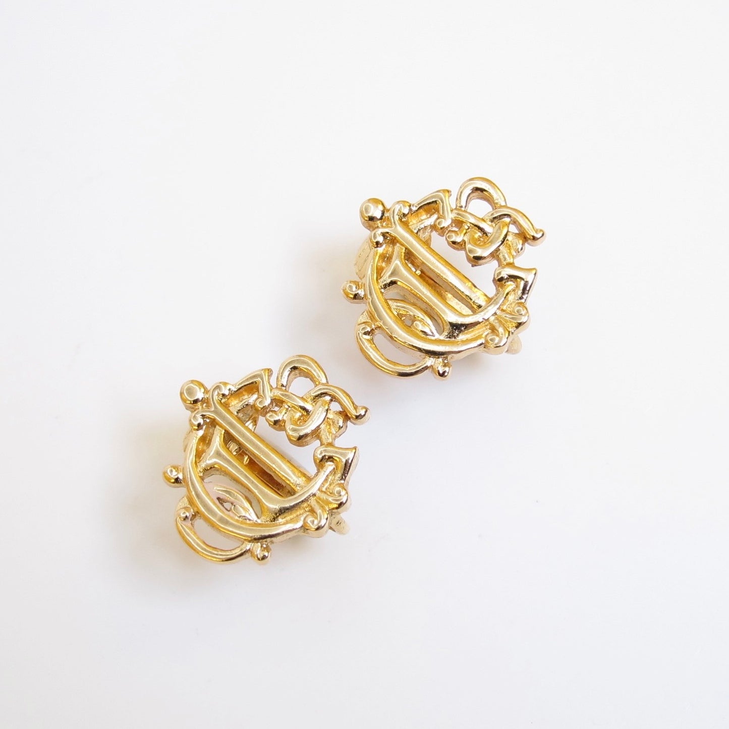 Christian Dior Vintage Dior Logo Golden Clip-on Earrings