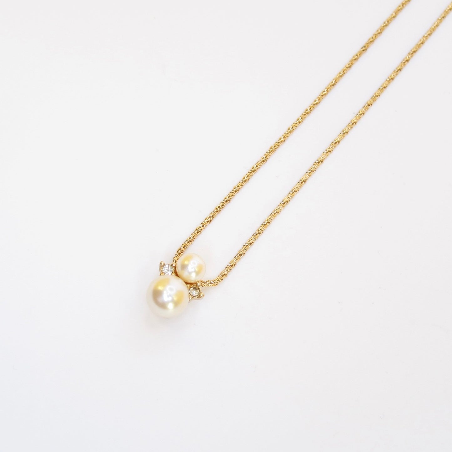 Christian Dior Vintage Pearl and Rhinestone Golden Necklace