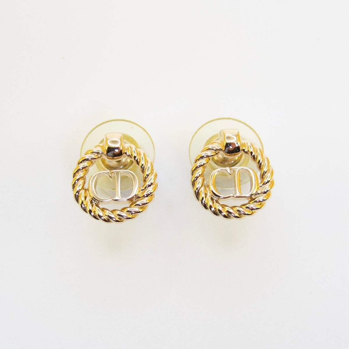 Christian Dior Vintage Rope Circle CD Logo Gold-Tone Earrings