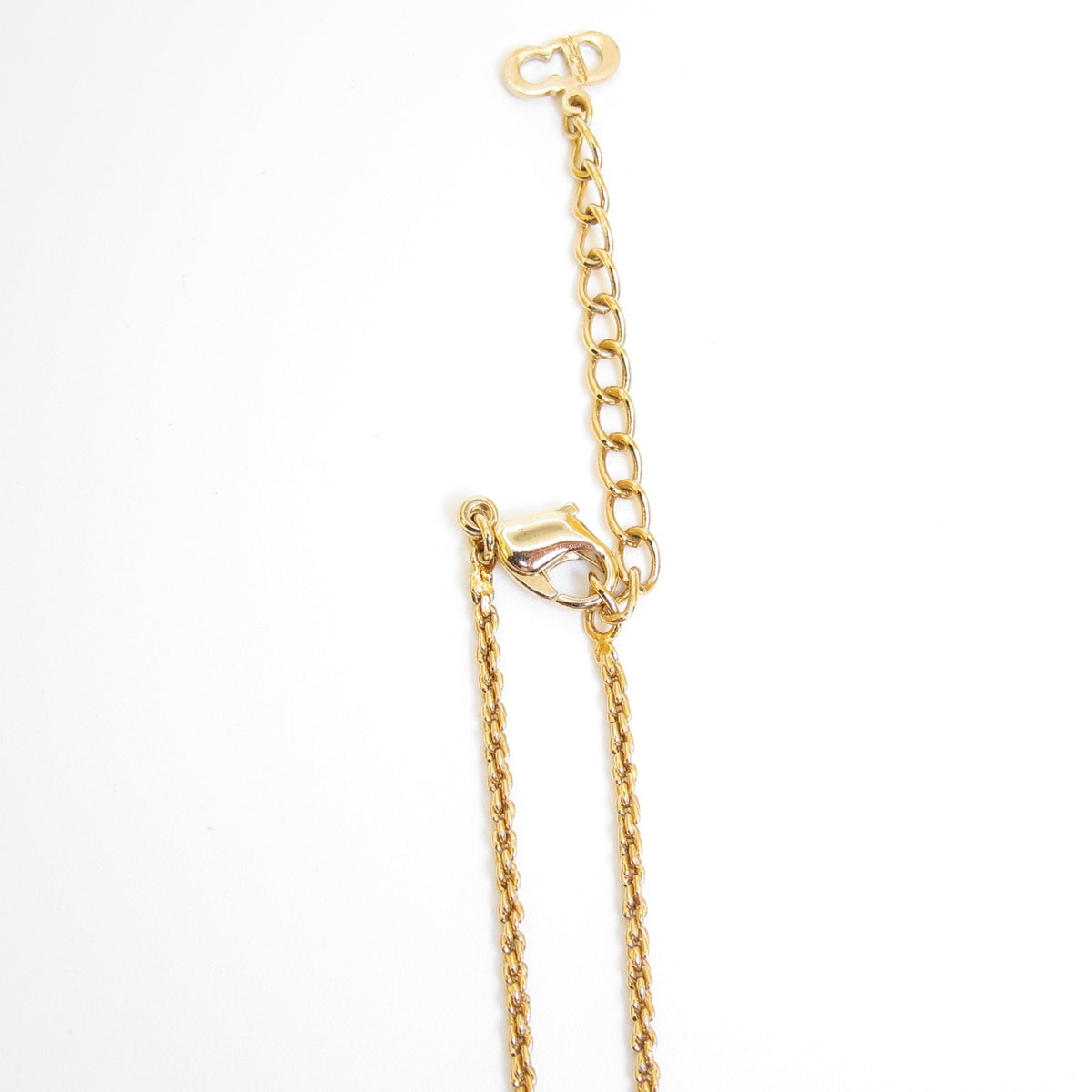 Christian Dior Vintage Interlocking CD Logo Rhinestone Gold-Tone Necklace