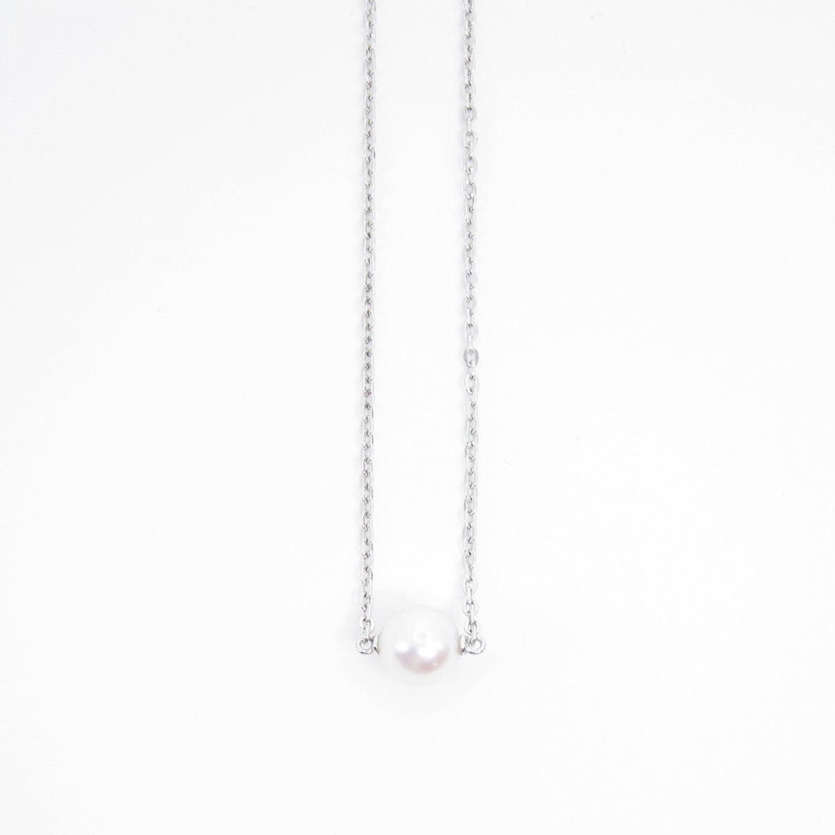 Mikimoto Vintage Akoya Pearl Solitaire Silver Necklace
