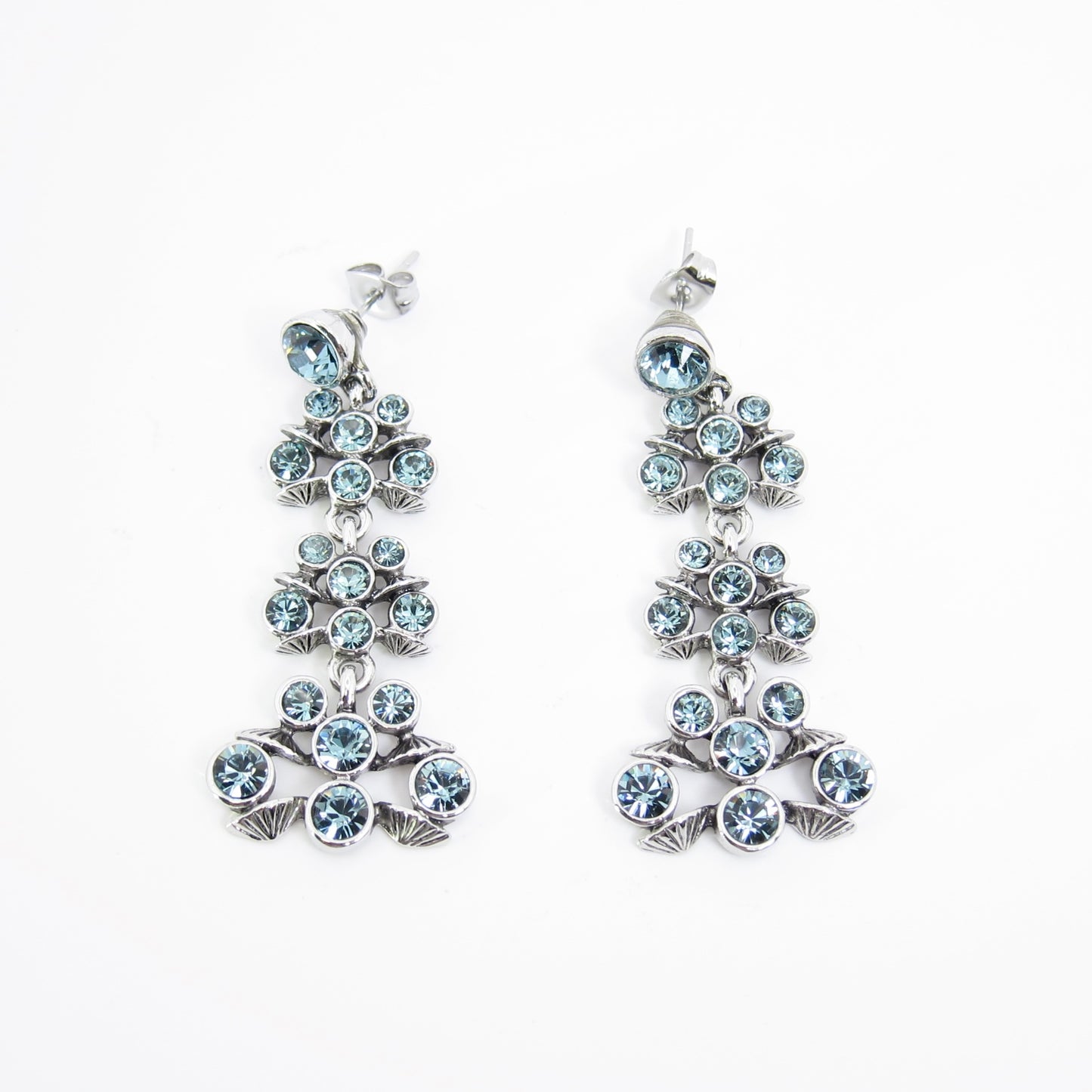 Givenchy Vintage Blue Rhinestone Silver Earrings