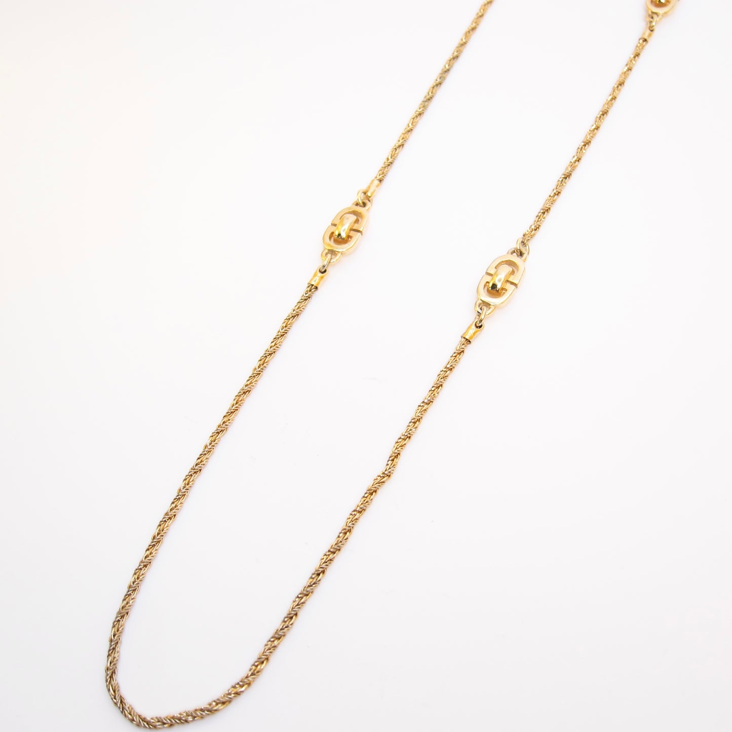 Christian Dior Vintage CD Logo Golden Long Necklace