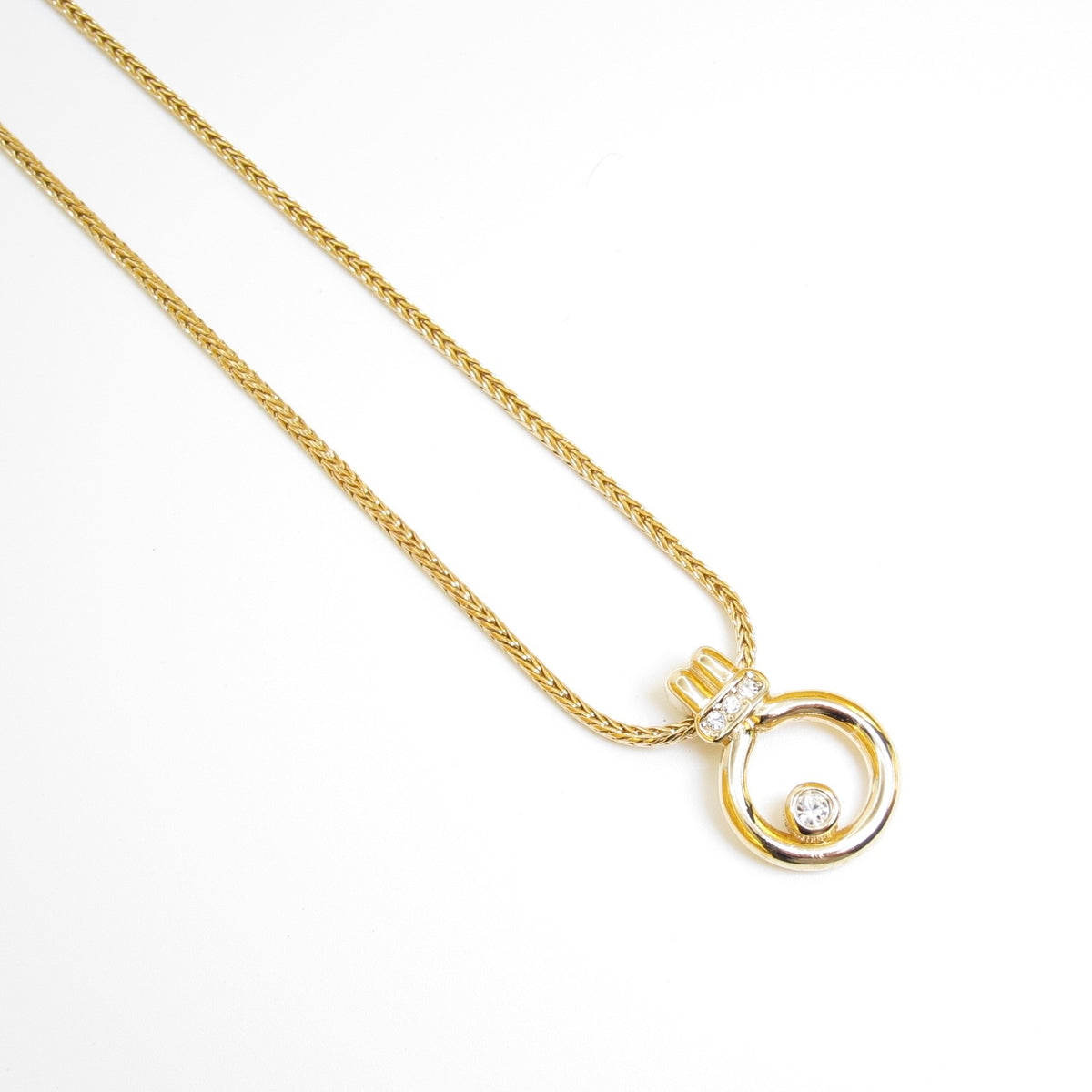 Christian Dior Vintage Open Circle Gold-Tone Pendant Necklace
