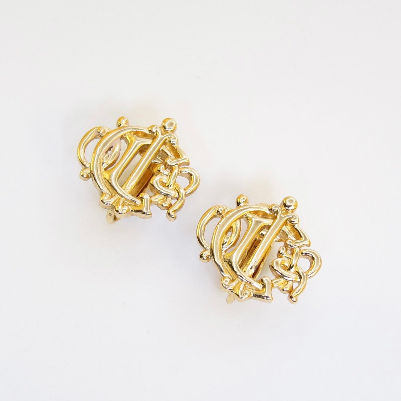 Christian Dior Vintage Dior Logo Golden Clip-on Earrings