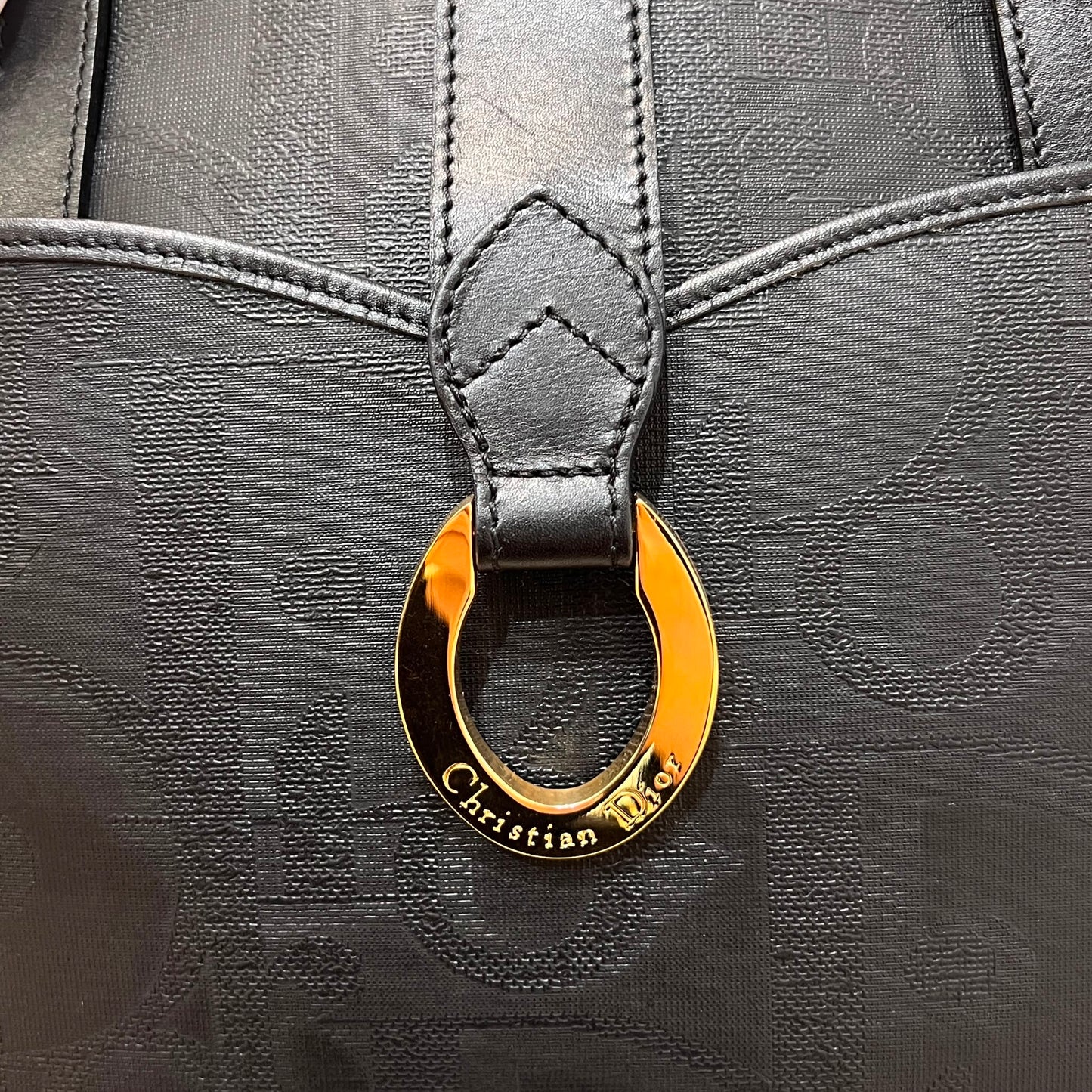 Christian Dior Vintage Black Trotter Jacquard Tote Bag
