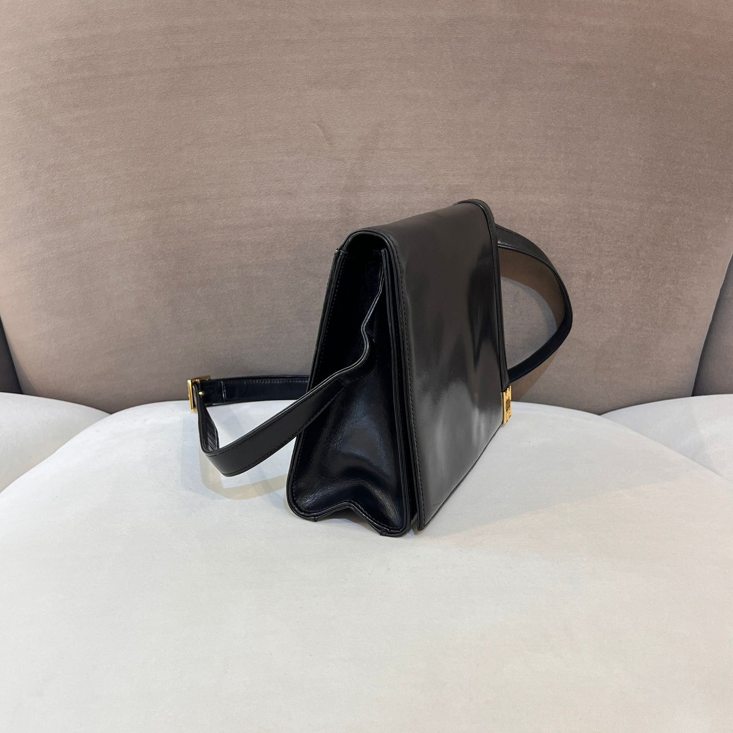 Givenchy Vintage 4G Logo 2-Way Black Leather Handbag