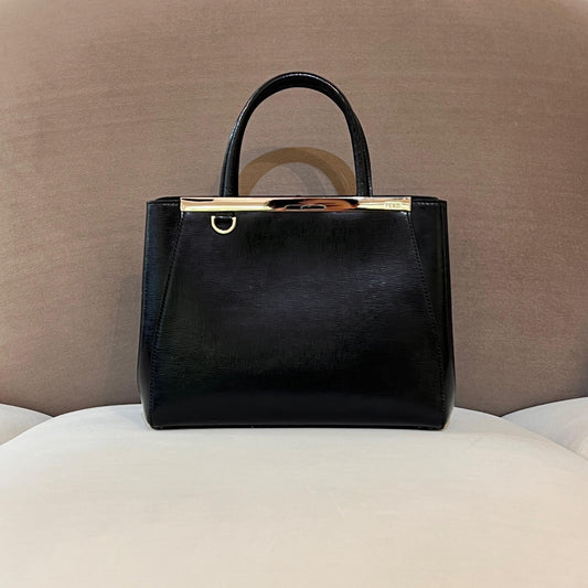 Fendi Vintage 2Jours Black Leather 2-Way Shoulder Bag