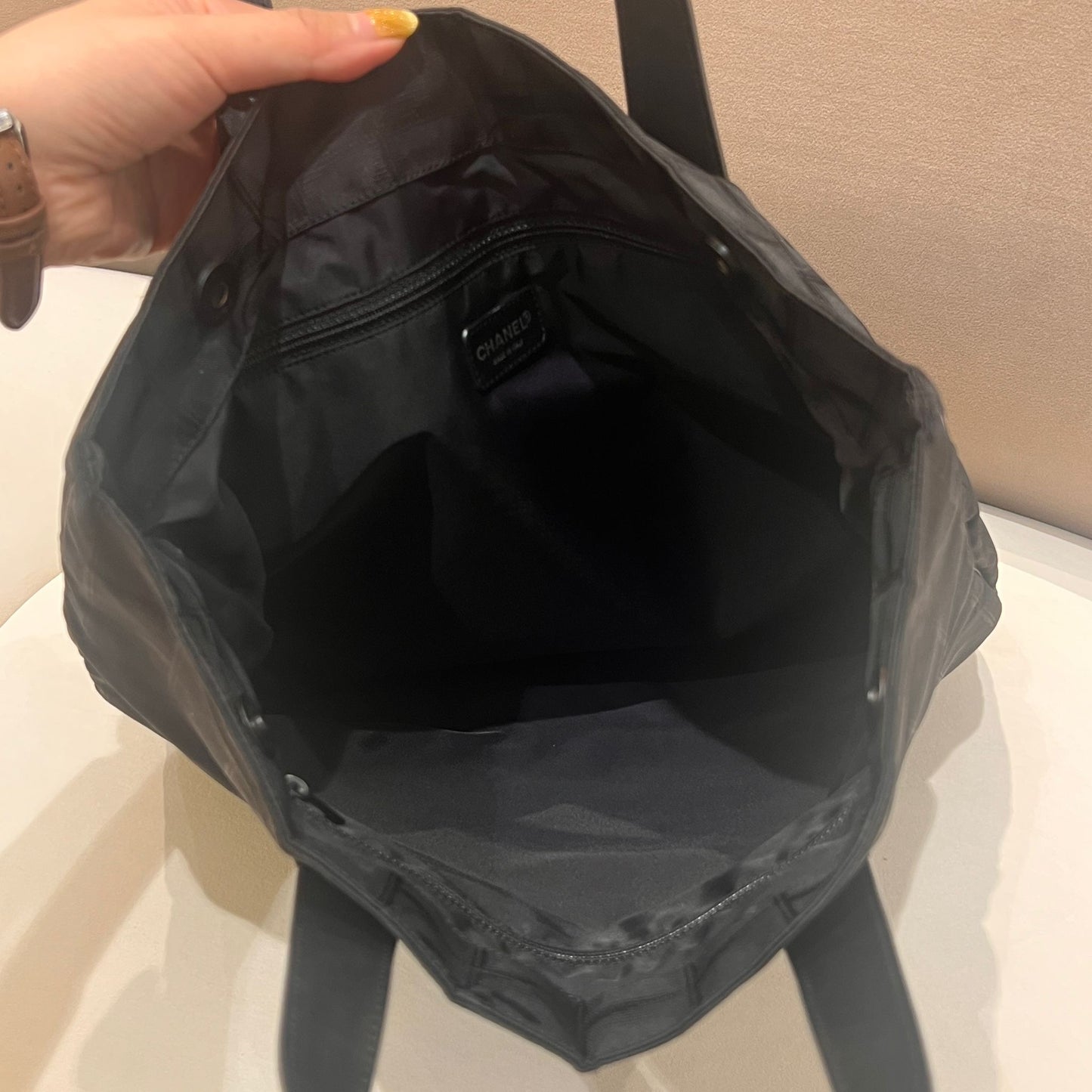 Chanel New Travel Line Black Cc Jacquard Nylon Tote Bag