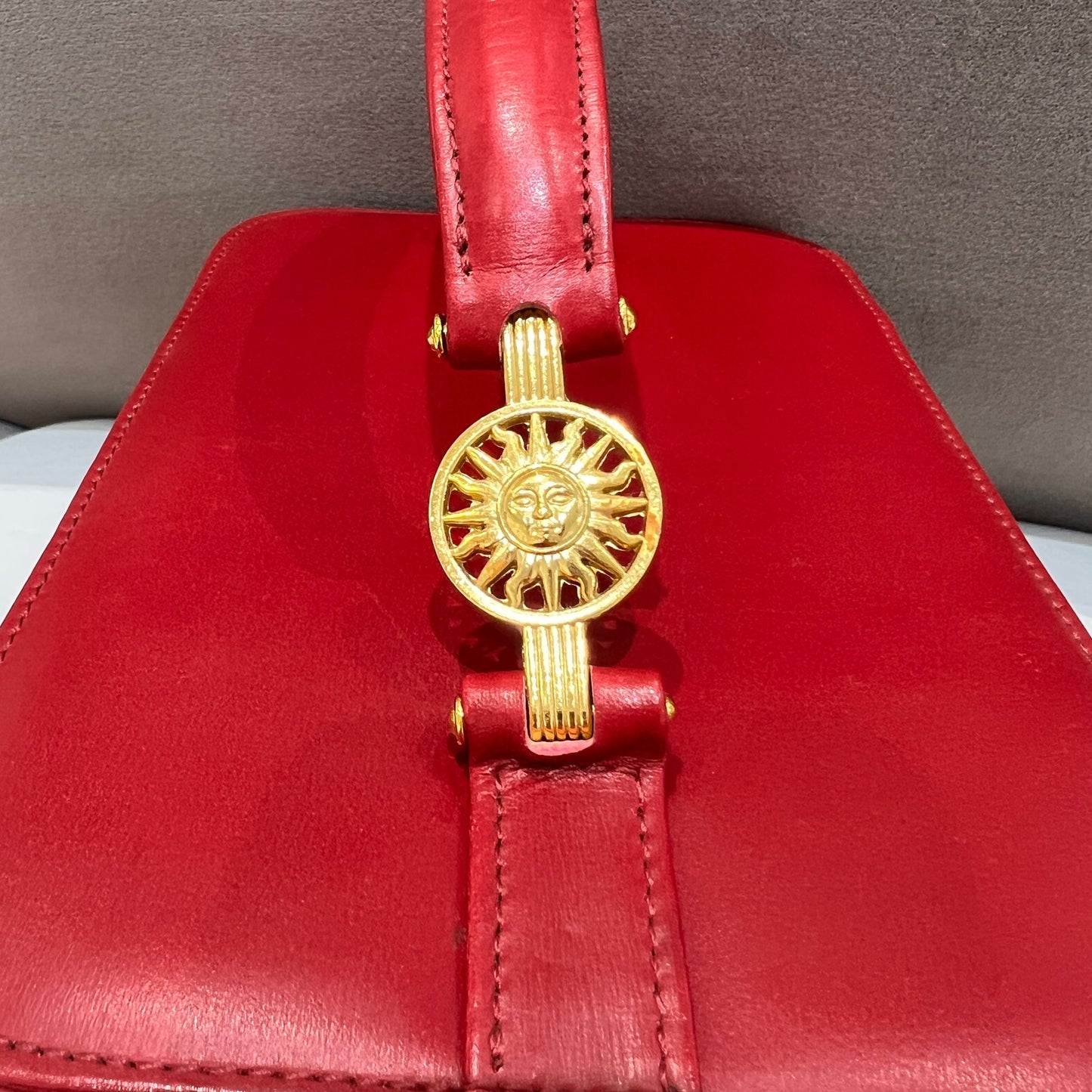 Versace Vintage Red Leather Vanity Handbag