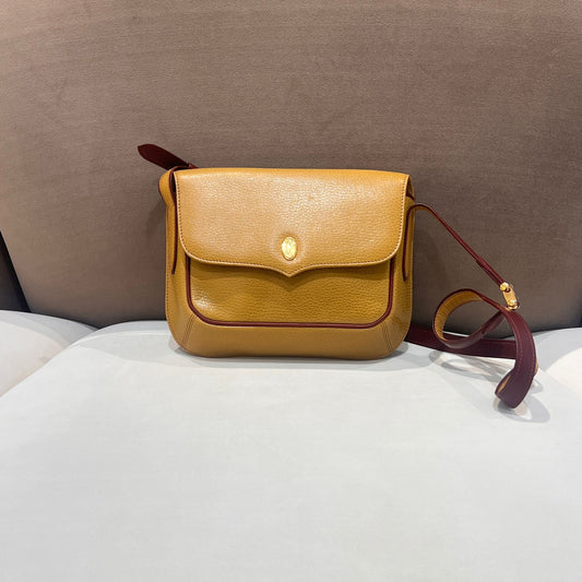 Cartier Vintage Must Line Beige Leather Shoulder Bag
