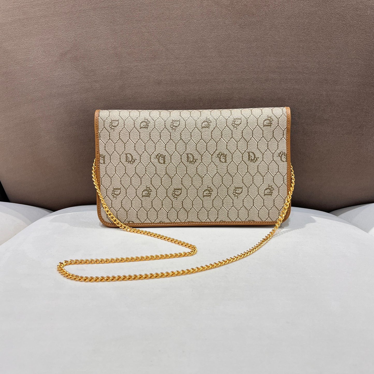 Dior Vintage Honeycomb Golden Chain Shoulder Bag