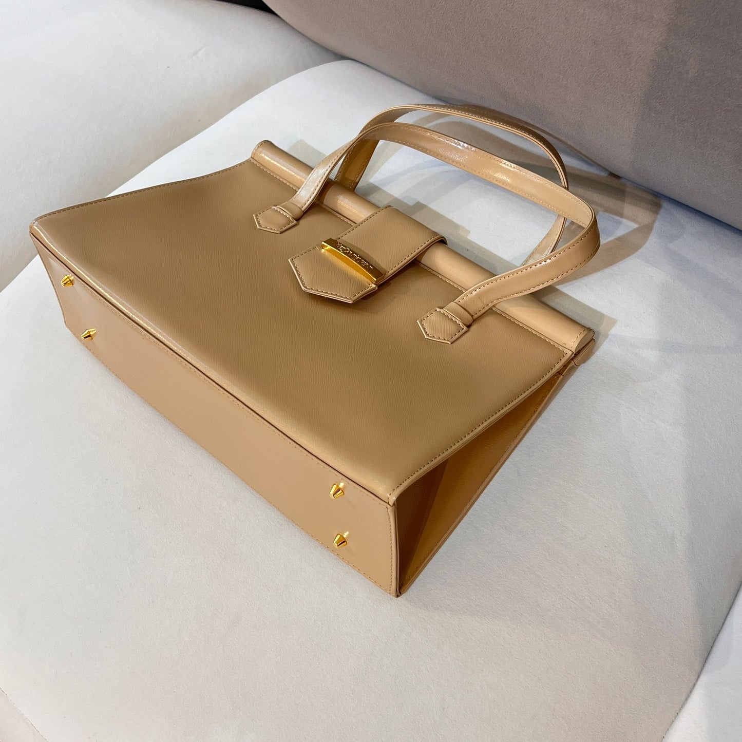 Yves Saint Laurent Vintage Beige Structured Leather Handbag