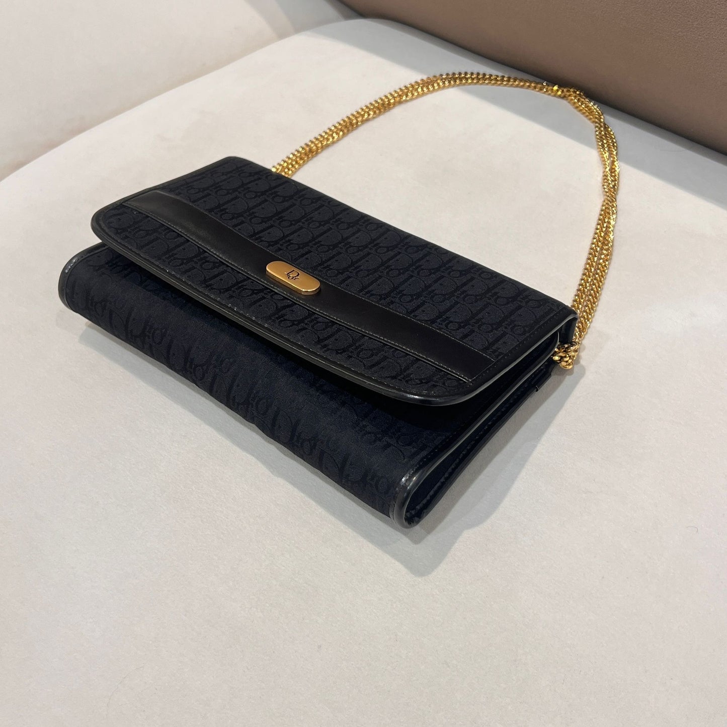 Christian Dior Vintage Navy Leather Chain Shoulder Bag