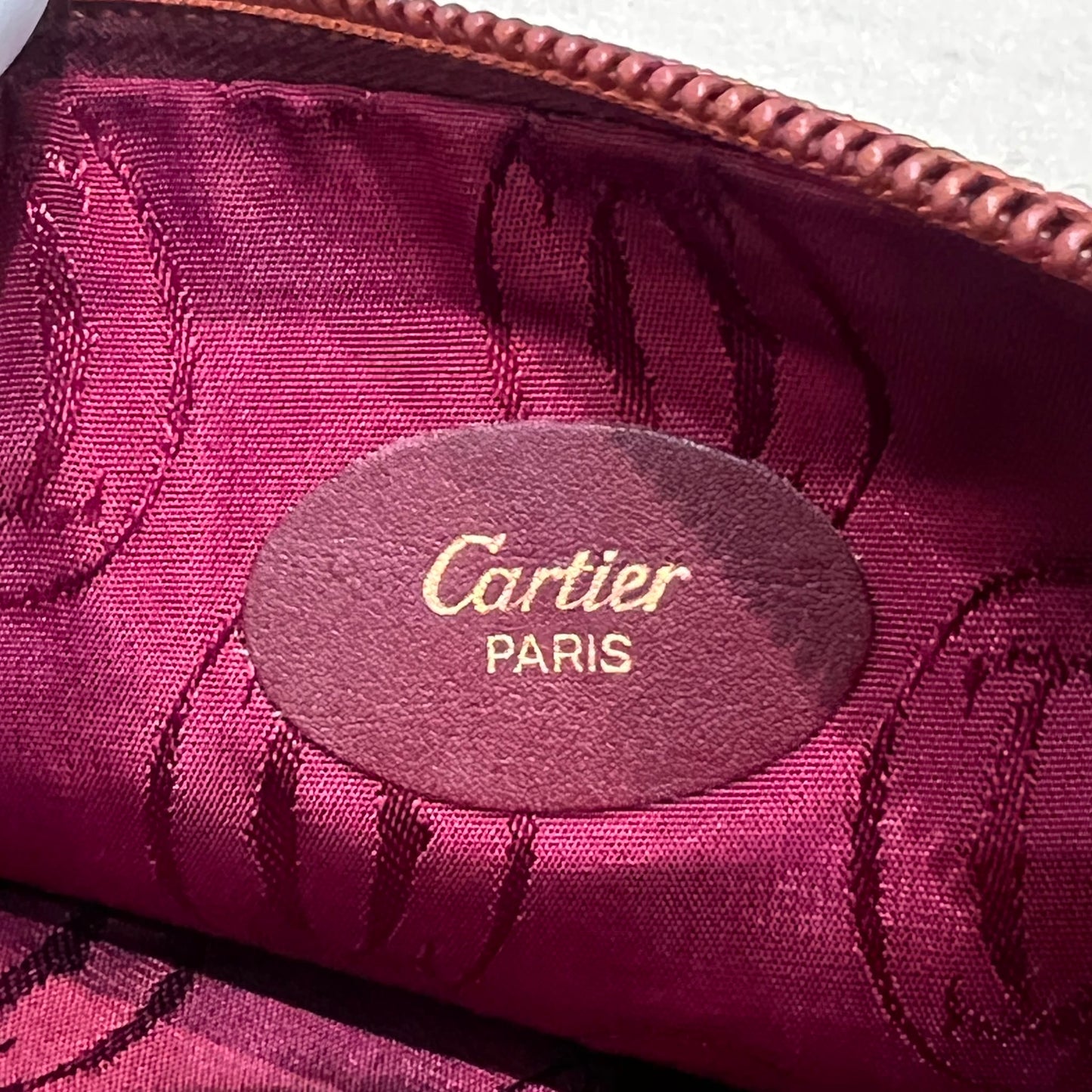 Cartier Vintage Zipped Bordeaux Leather Pouch