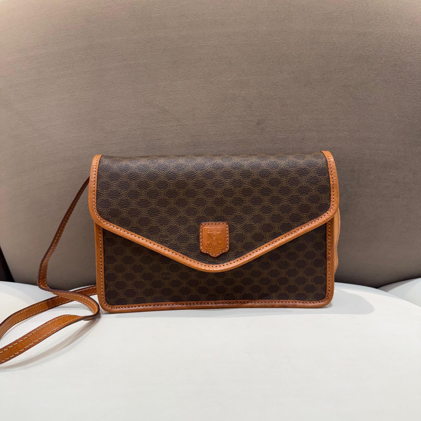 Celine Vintage Macadam Canvas Shoulder Bag