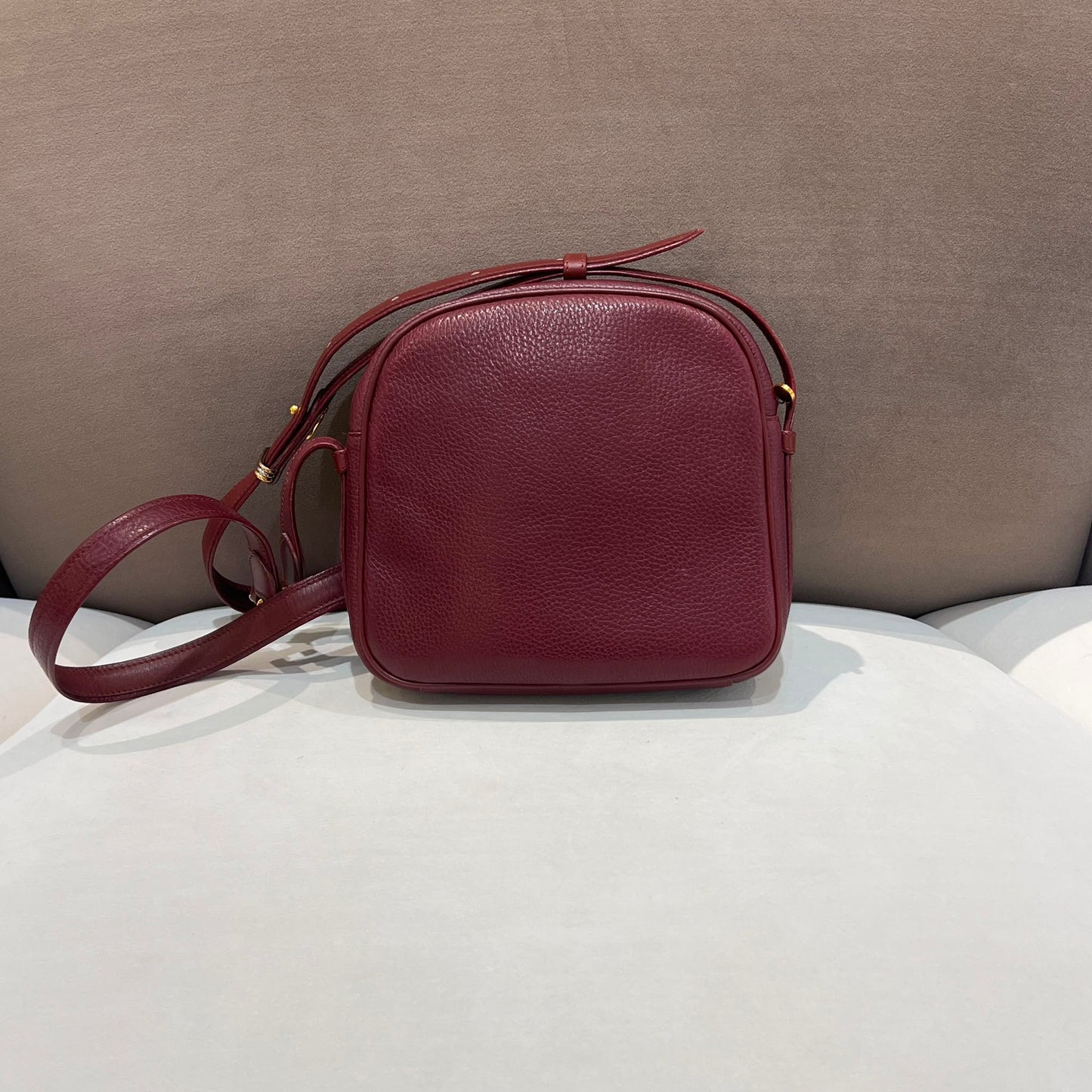 Cartier Vintage Bordeaux Leather Tassel Shoulder Bag With Pouch