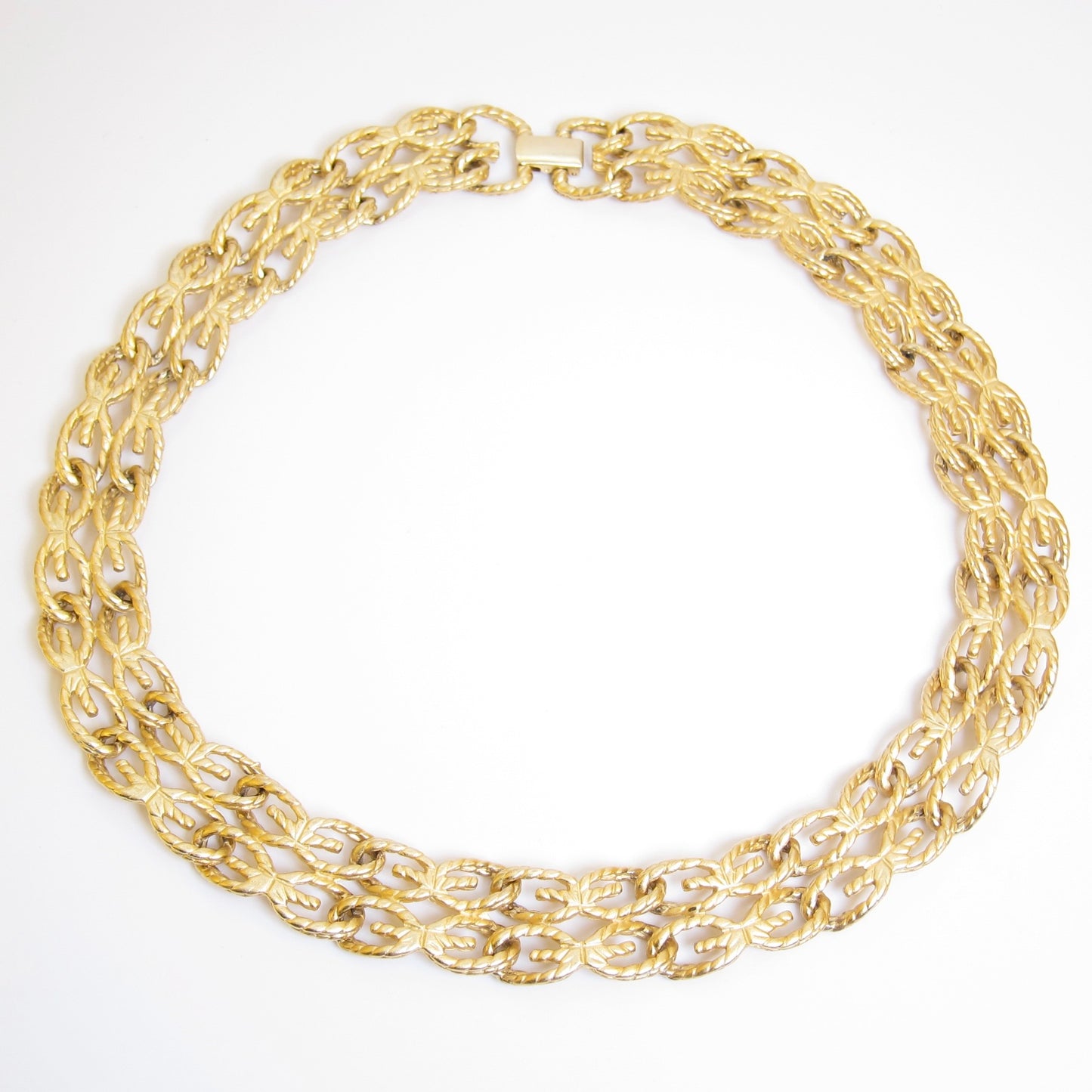 Givenchy Vintage GG Logo Textured Woven Golden Chain Necklace