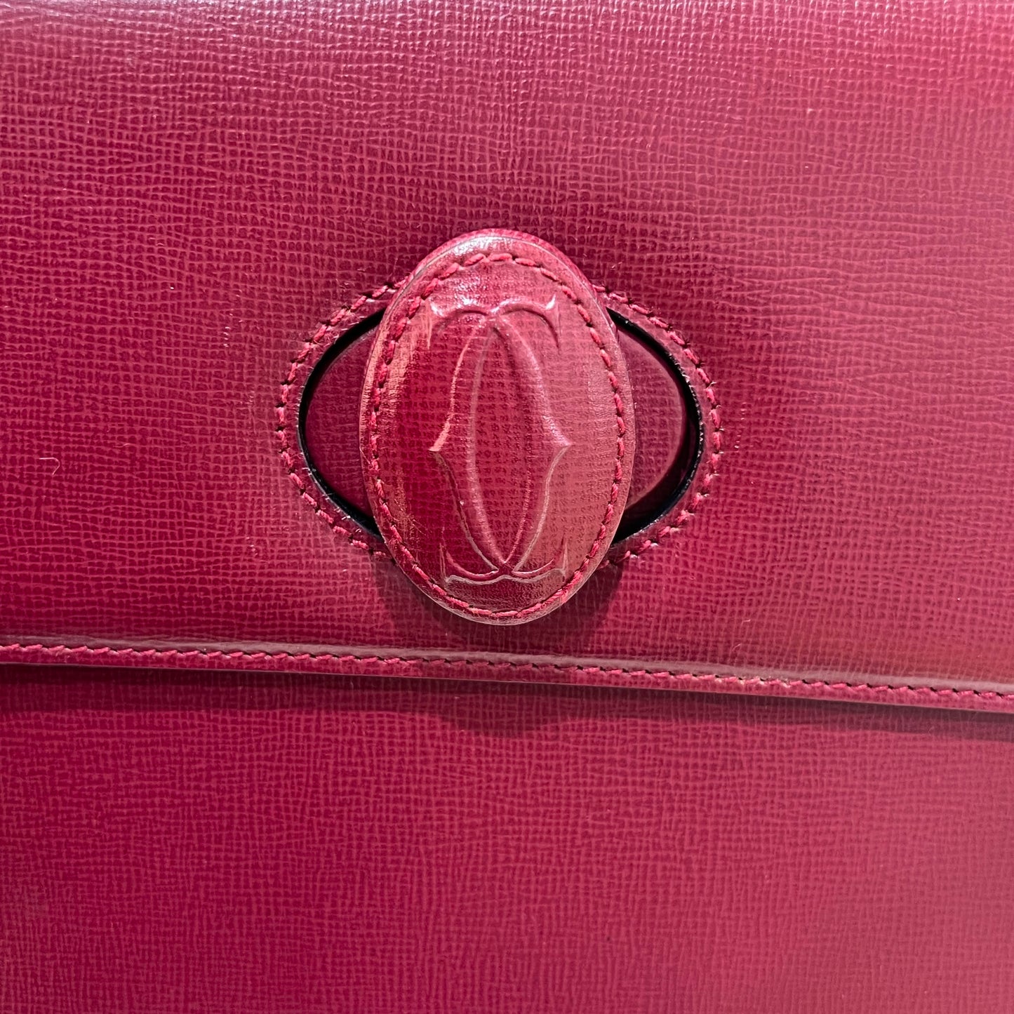 Cartier Vintage C De Cartier Bordeaux Leather Shoulder Bag