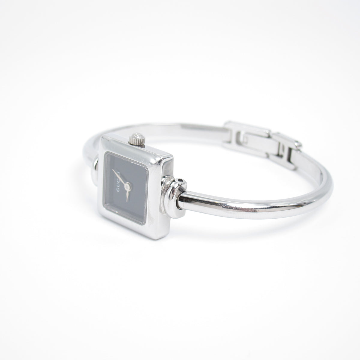 Gucci Vintage 1900L Black Square Dial Silver-Tone Bangle Watch