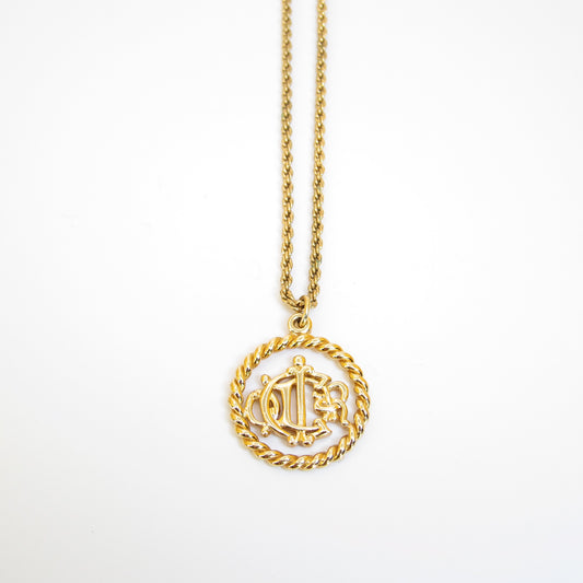 Christian Dior Vintage Dior Logo in Twist Circle Golden Necklace