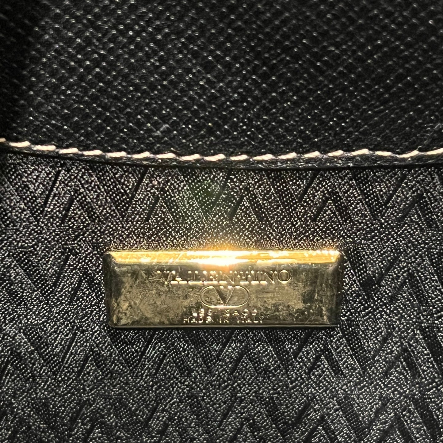 Valentino Vintage Black V Hardware Structured Handbag