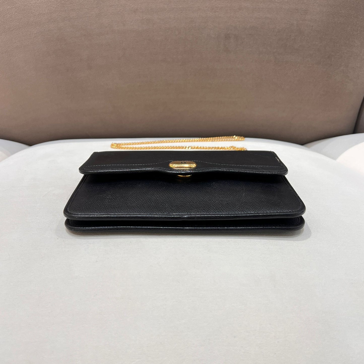 Christian Dior Vintage Black Leather Push-Lock Mini Shoulder Bag