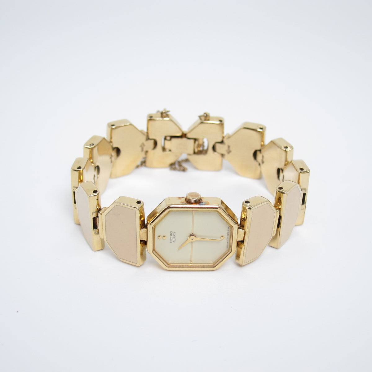 Seiko Vintage Octagon Dial Ivory Enamel Golden Watch