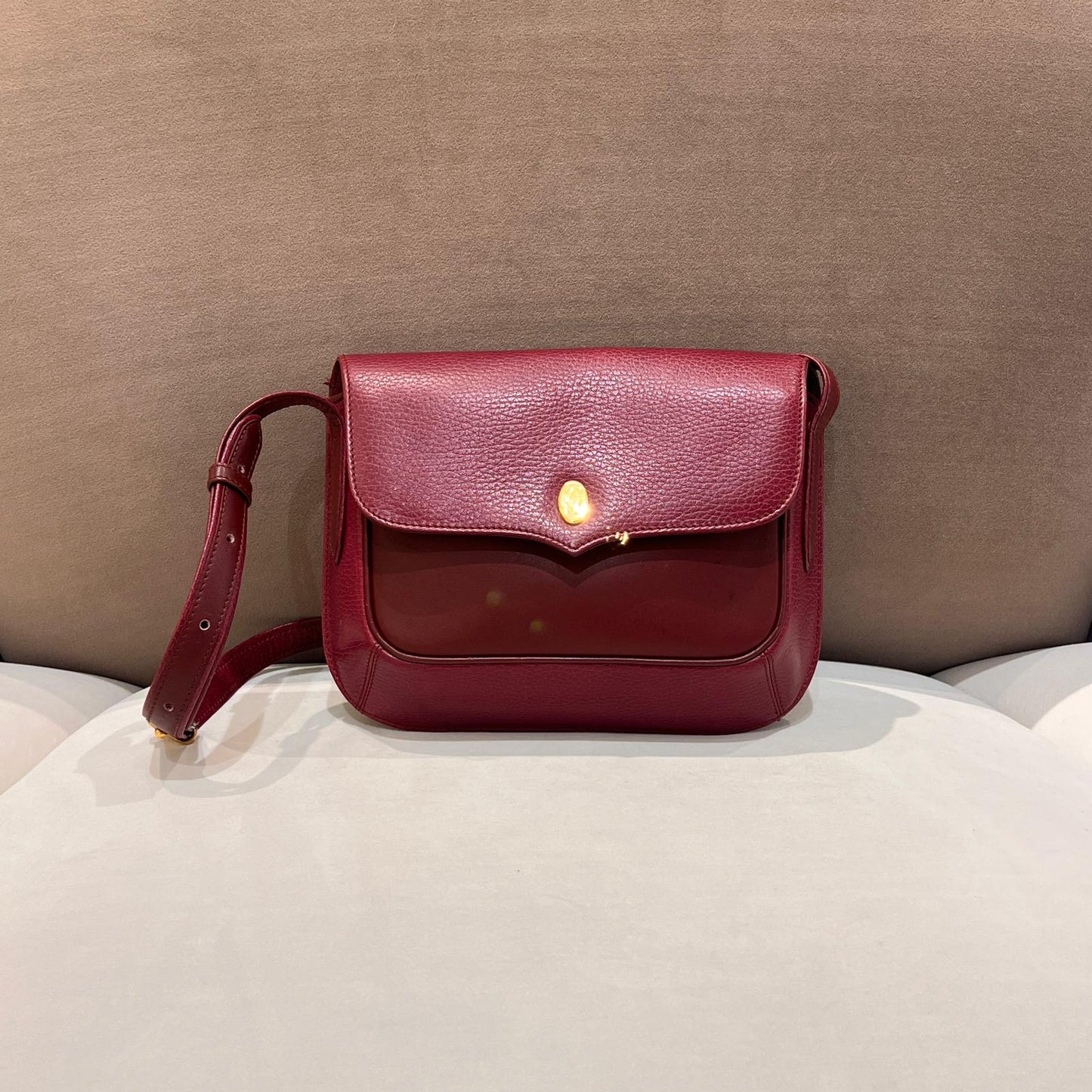 Cartier Vintage Burgundy Leather Must De Cartier Shoulder Bag