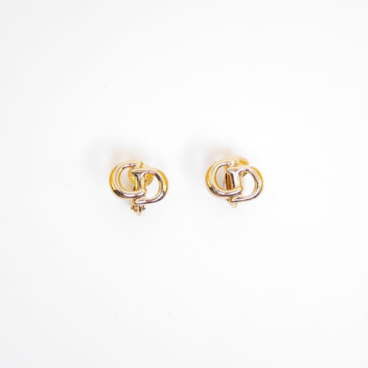 Christian Dior Vintage CD Logo Golden Clip-on Earrings