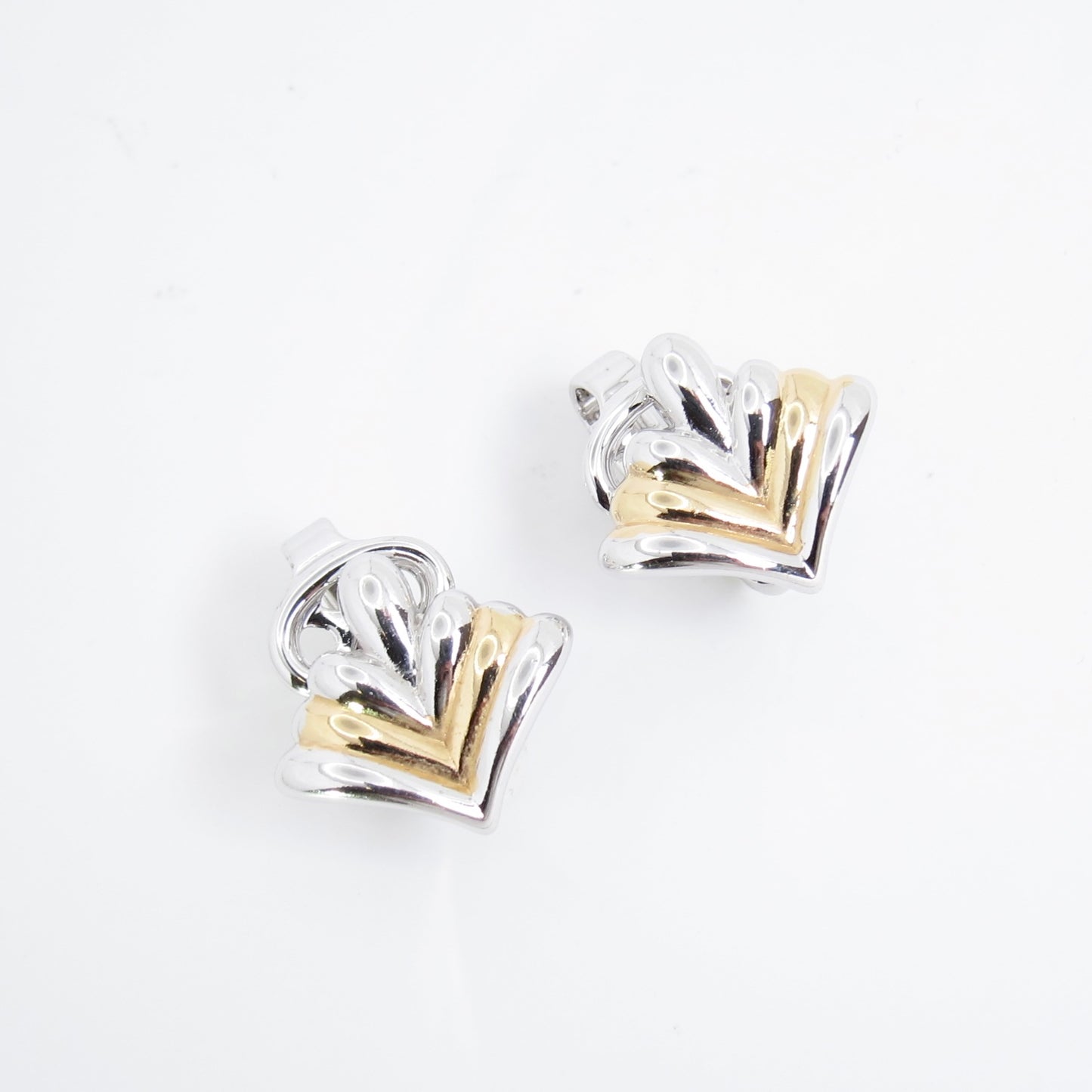 Nina Ricci Vintage Stylish Two Tone Clip-on Earrings