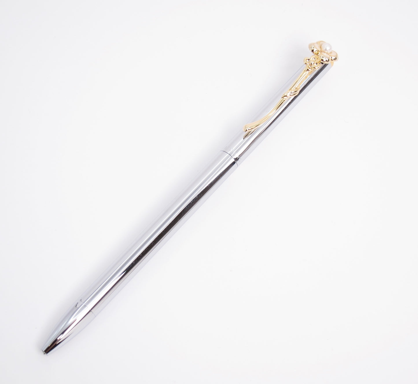 Mikimoto Vintage Flower Motif with Pearl Two Tone Ballpoint Pen