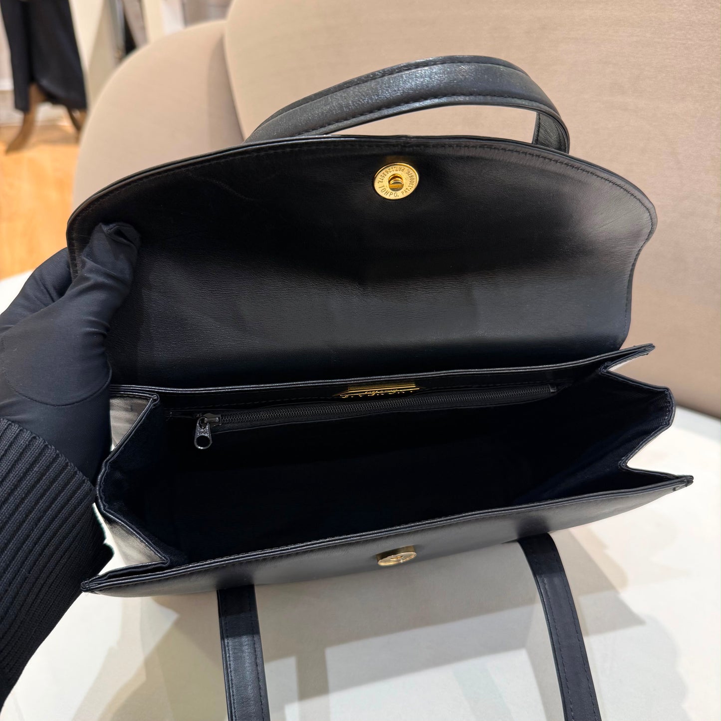 Givenchy Vintage Black Leather 4G Logo Structured Top Handle Handbag