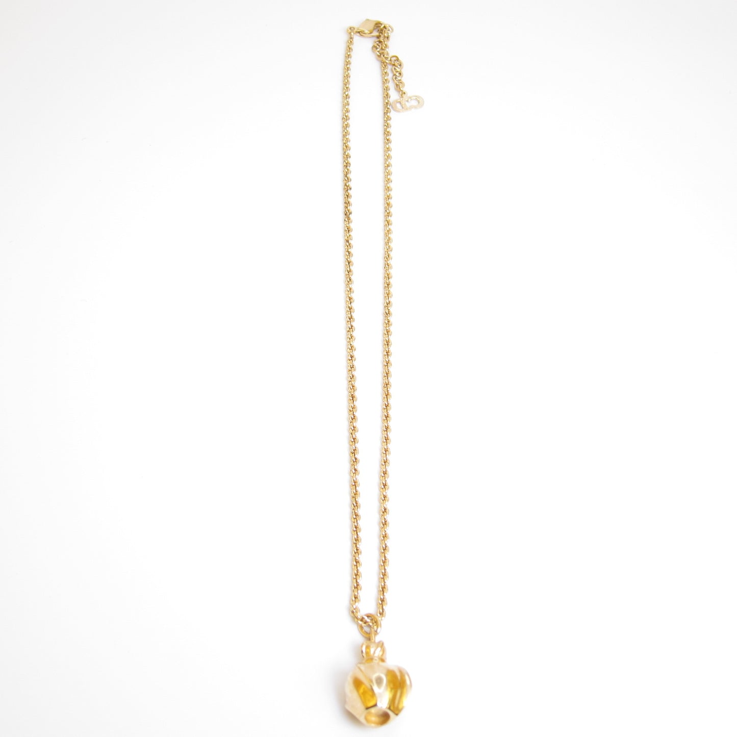 Christian Dior Vintage Perfume Bottle Pendant Golden Necklace