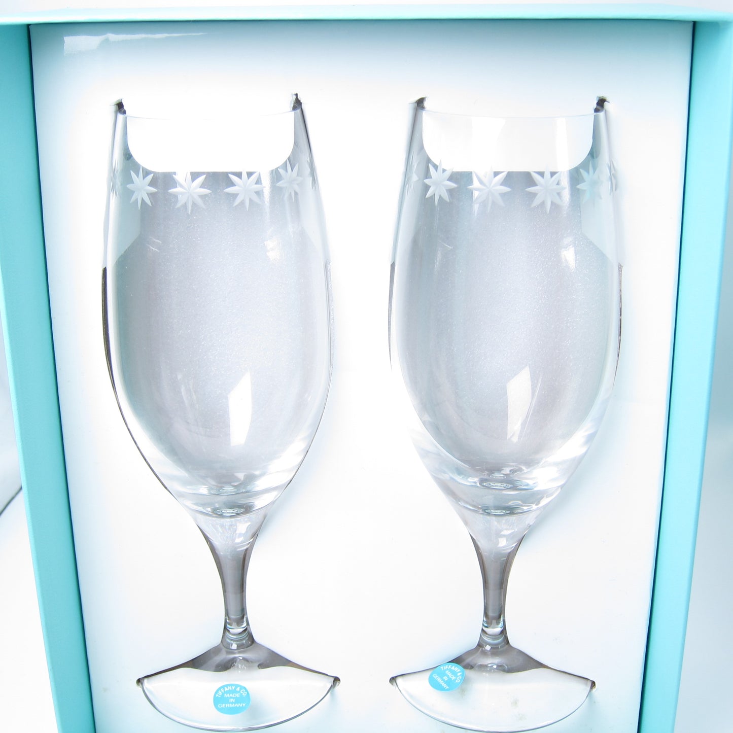 Tiffany Vintage Unused Luminous on Bezel Pilsner Glass Set of 2