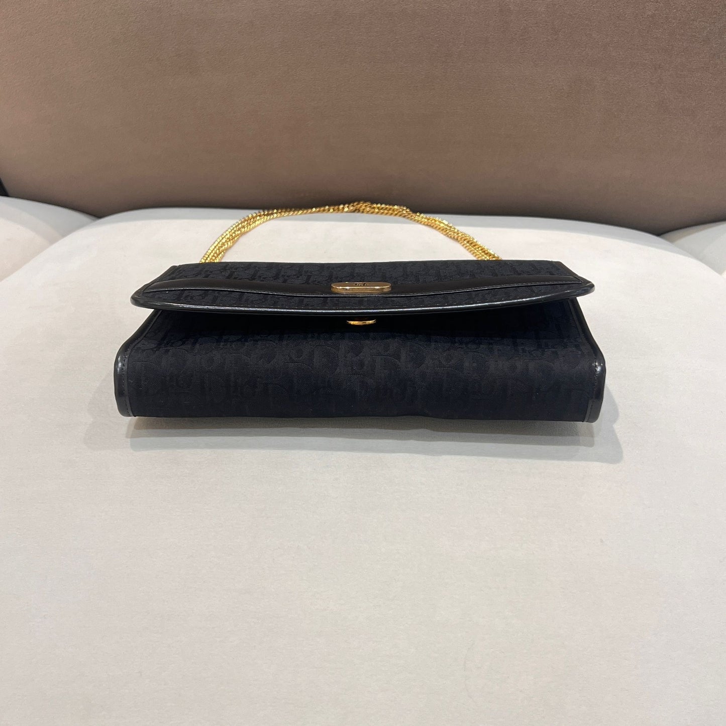 Christian Dior Vintage Navy Leather Chain Shoulder Bag