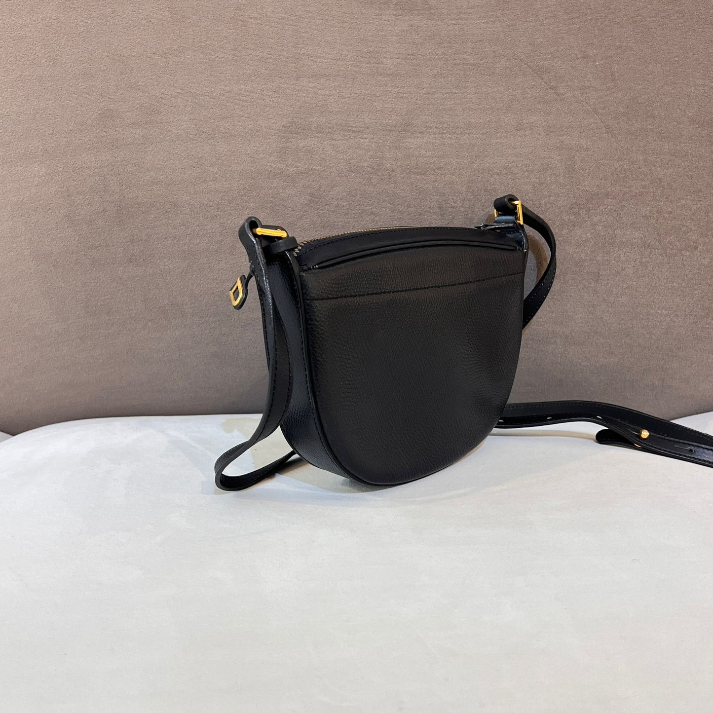 Delvaux Vintage Black Saddle Leather Shoulder Bag
