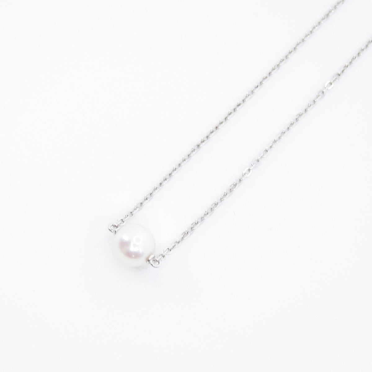 Mikimoto Vintage Akoya Pearl Solitaire Silver Necklace