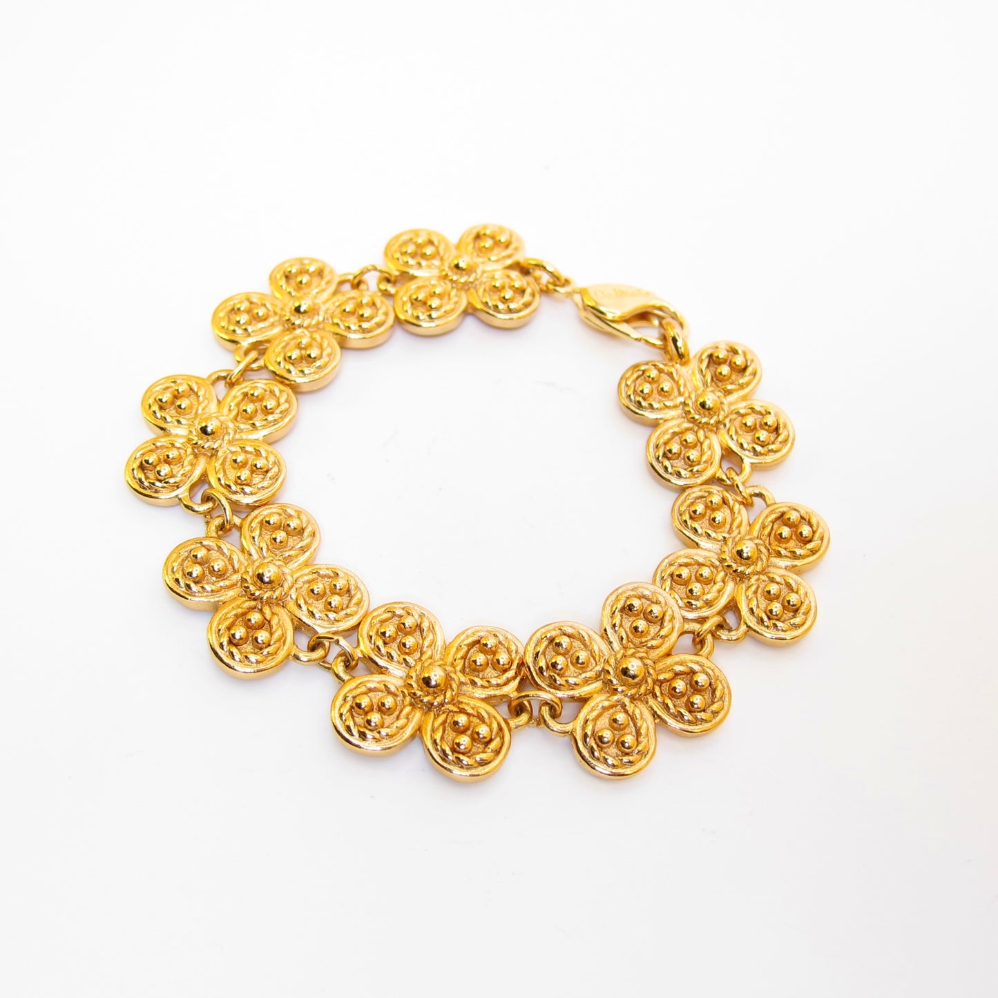 Christian Dior Vintage Flower Motif Golden Bracelet