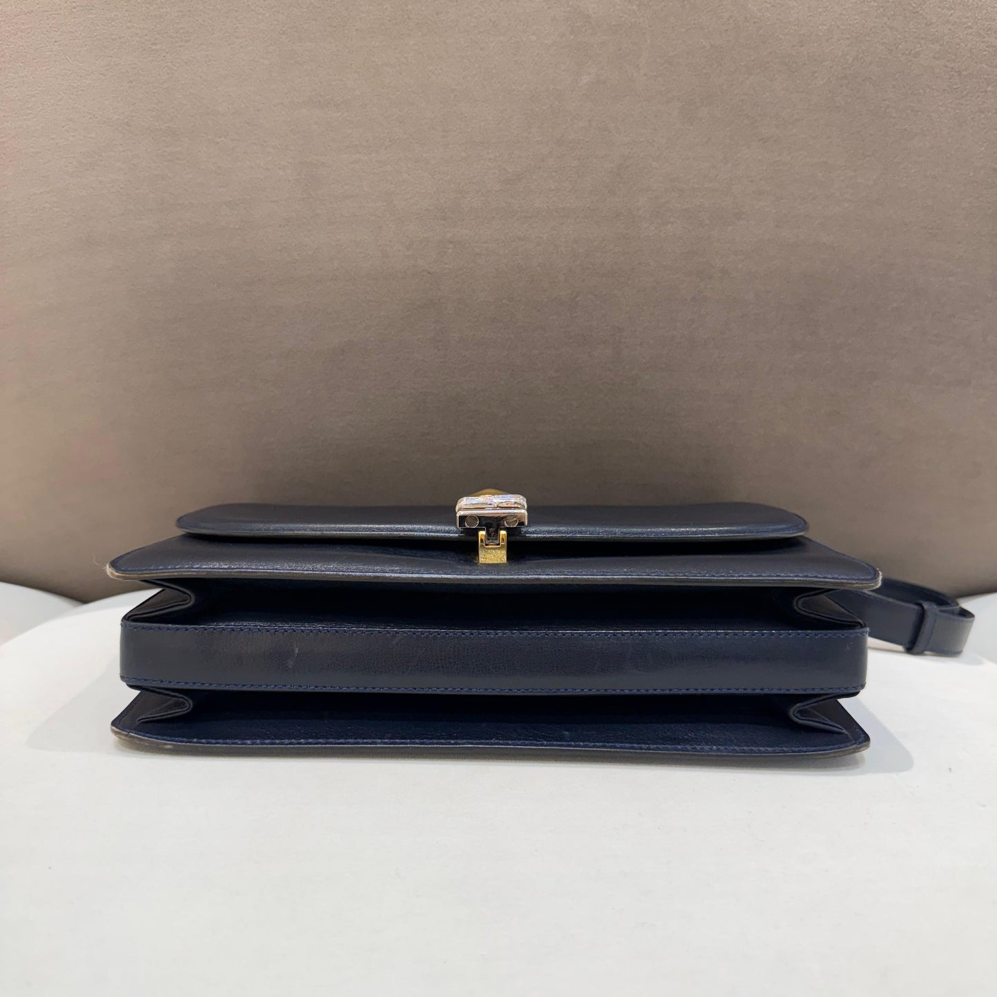 Gucci Vintage Black Leather Flap Slim Shoulder Bag