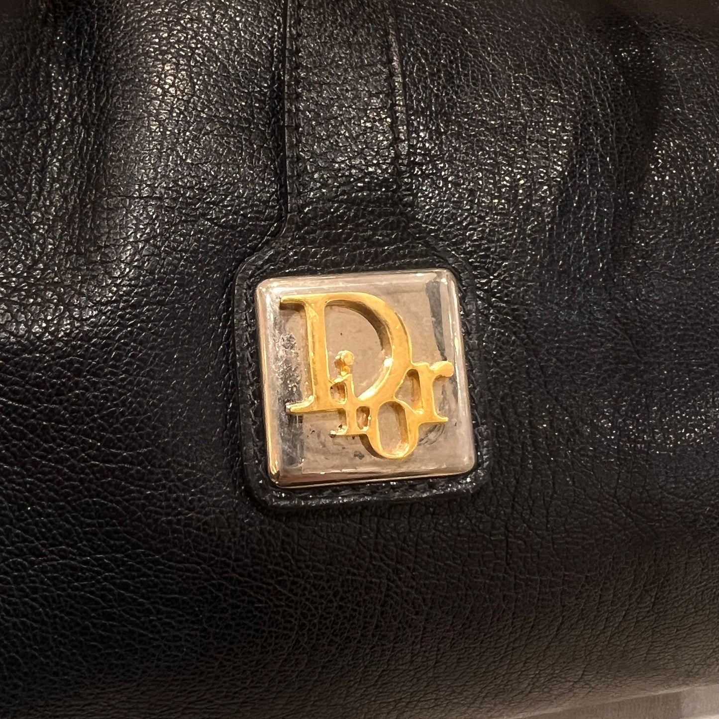 Christian Dior Vintage Cd Logo Black Leather Barrel Shoulder Bag