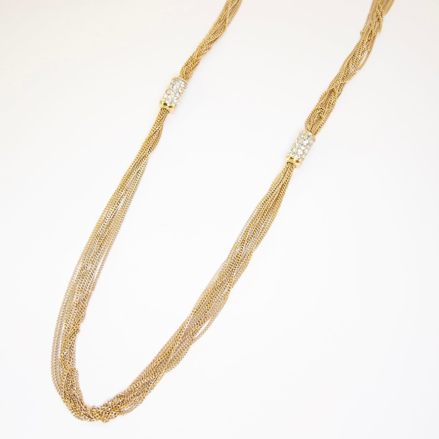 Givenchy Vintage Stylish Rhinestone Golden Long Necklace